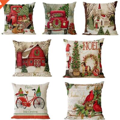 Christmas Pillowcase Linen Throw Pillow Case Decorative Xmas