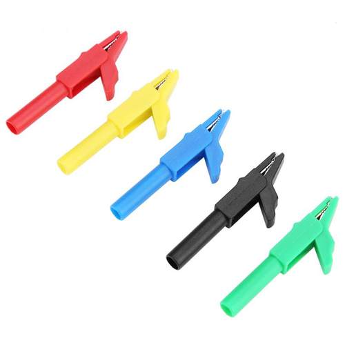 P2007 5 Pcs 4mm Crocodile Clip Fully Insulated Plug-in Allig