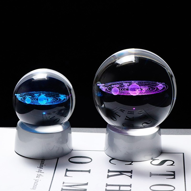 Crystal Ball Planet 3D Solar System Model Global Glass With