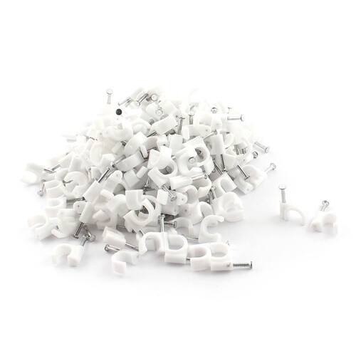 200Pcs U Shaped 7mm Diameter Groove White Cable Clips Nails
