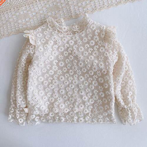 Autumn Children Kids Long Sleeve O Neck Lace Flower Cute T-s