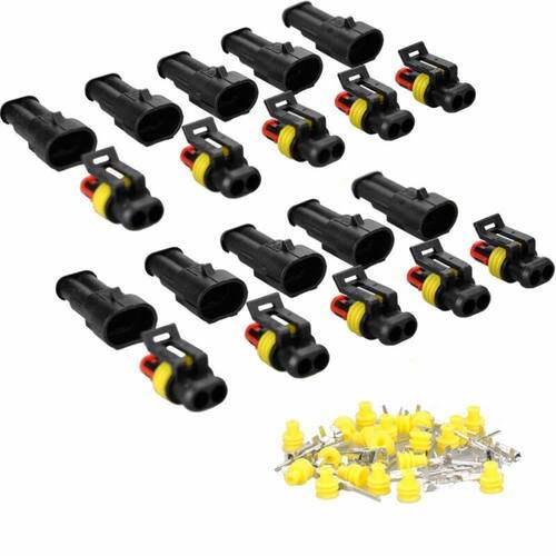 10Pcs 2 Pin Way Waterproof Electrical Connector Male Female