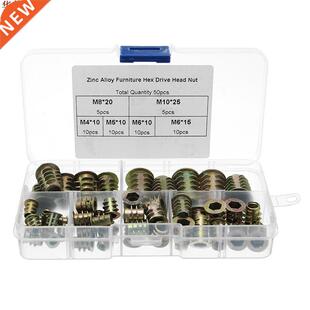 50Pcs M4 / M5 / M6 / M8 / M10 Znc Alloy Wood Furnture Hex