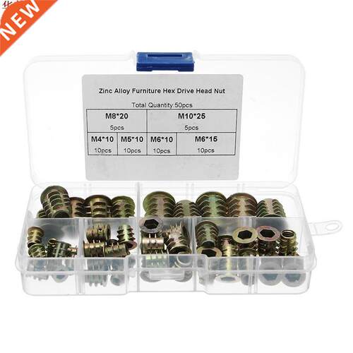 50Pcs M4 / M5 / M6 / M8 / M10 Znc Alloy Wood Furnture Hex