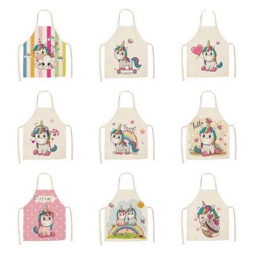 Parent-child Kitchen Apron Cartoon Rainbow Unicorn Printed S