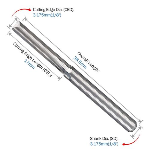 10Pcs 2 Flute Cnc Router Bits 3.175Mm Straight Slot Tungsten
