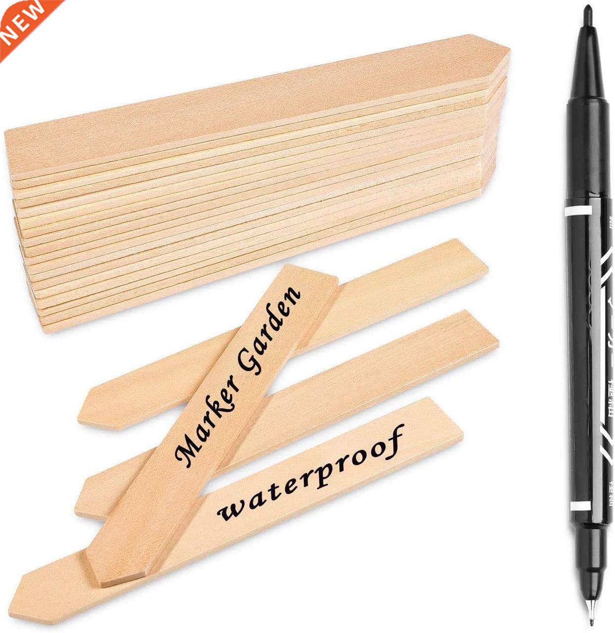 30 Plant Tags Wooden Plant Plugs And 1 Marker Pen Plant Stic