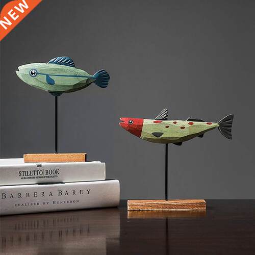Nordic Wood Fish Sculpture Animal Artistic Sculpture Living