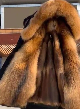 Down Long Waterproof Jackets faux Fox Fur Coat For Man winte