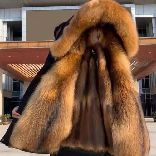Down Long Waterproof Jackets faux Fox Fur Coat For Man winte