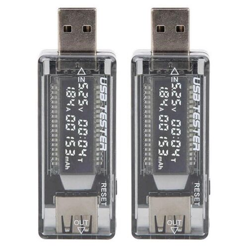 2Pcs Tester Digital USB Voltage Current Meter Voltmeter 3 In