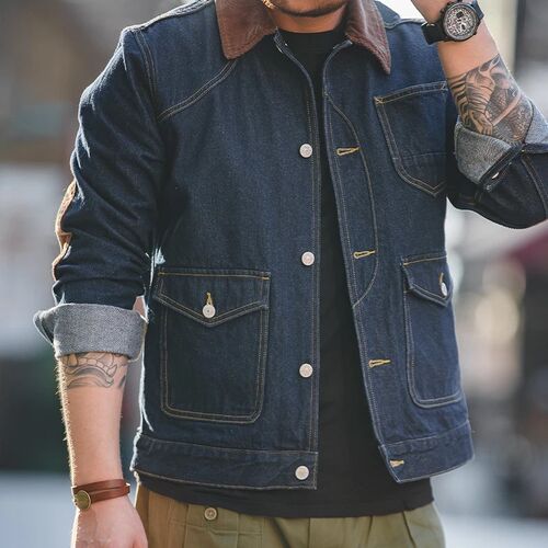 Maden Denim Jean Jackets For Men Loose Cowboy Casual Vintage
