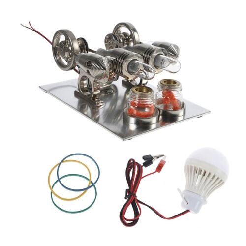 Double Cylinder Engine Motor Steam Heat Education Model Toy
