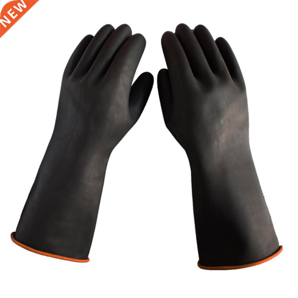 Latex Long Gauntlets Safety Work Industrial Alkali Black Thi