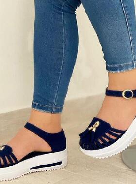 Summer Platform Sandals Women Shoes Round Toe Beach Flat San
