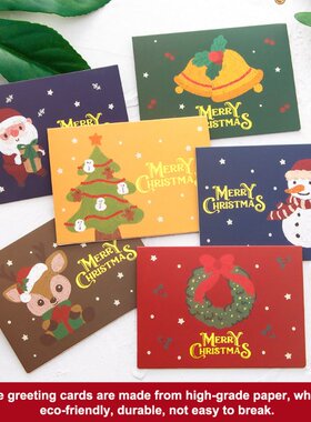 10 Pieces Christmas Greeting Cartoon Printed Paper Cards Env