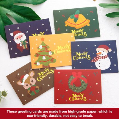 10 Pieces Christmas Greeting Cartoon Printed Paper Cards Env