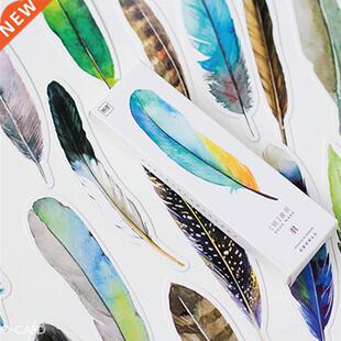 30pcs/pack Feather Shape Box Set Bookmark Stationery Paper R