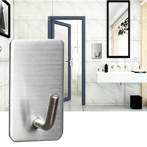 Stainless Steel Wall Hook Self Adhesive Sticky Kitchen Home