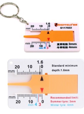 Tyre Tread Depth Gauge Car Motorcycle Trailer Wheel Keychain