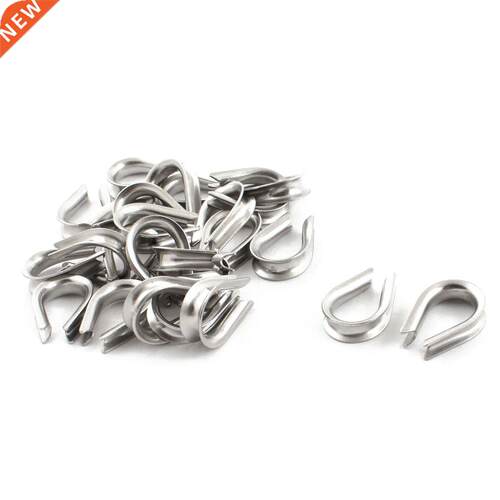 4mm Wire Rope Cable Thimbles Silver Tone 25 Pcs