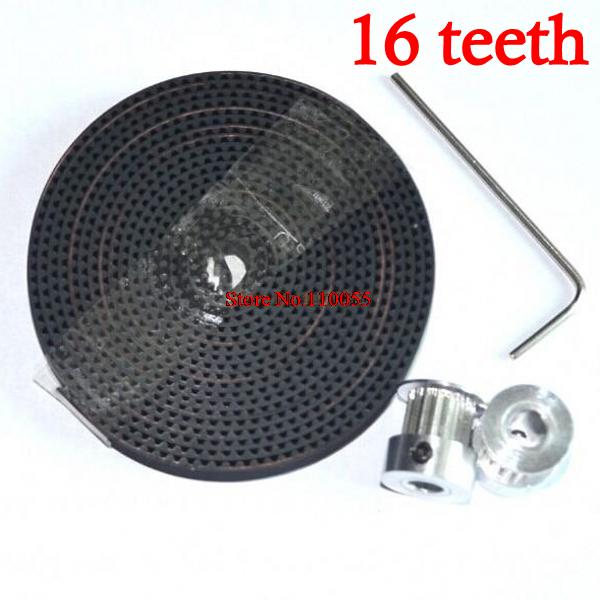 2Pcs GT2 16 teeth bore 5mm timing Pulley And 2m GT2-6mm Open