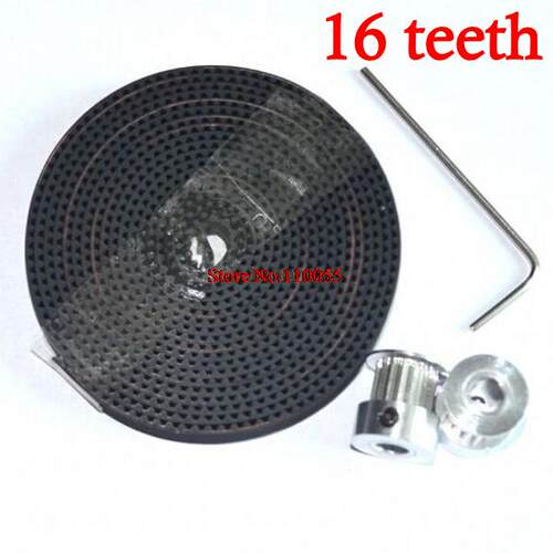 2Pcs GT2 16 teeth bore 5mm timing Pulley And 2m GT2-6mm Open