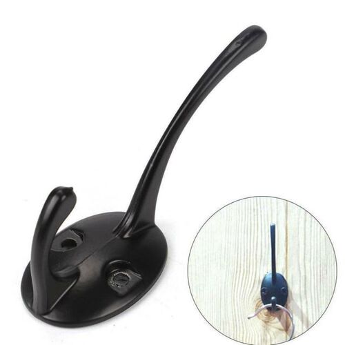 New 1Pcs Heavy Duty Dual Coat Hooks Wall Mounted With 2 Scre
