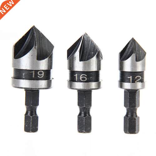 3Pcs/set New 90 Degree 1/4 Hex Shank Drill Bit 5 Flute 12-19
