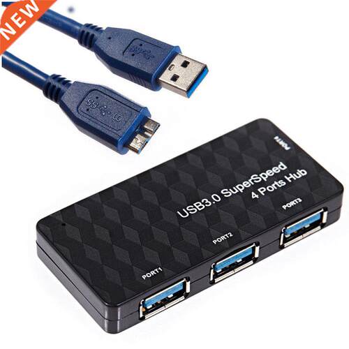 5Gbps 4 Port Hub USB .0 Extension Adapter Power Cable For P