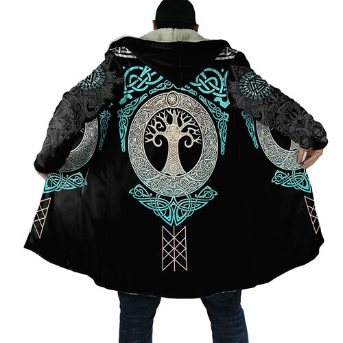2021 winter New Fashion Mens Hooded cloak Viking tattoo 3D P