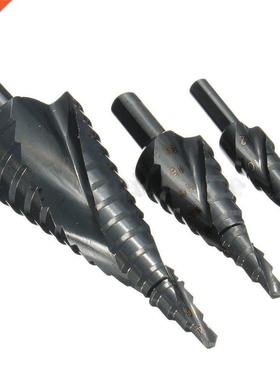 3pcs HSS Spiral Grooved Step Drill Bits 4-12/4-20/4-32mm Con