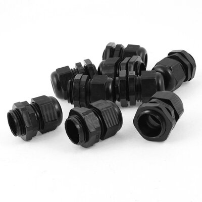9 Pcs Black Connectors Cable Glands M20 x 1.5