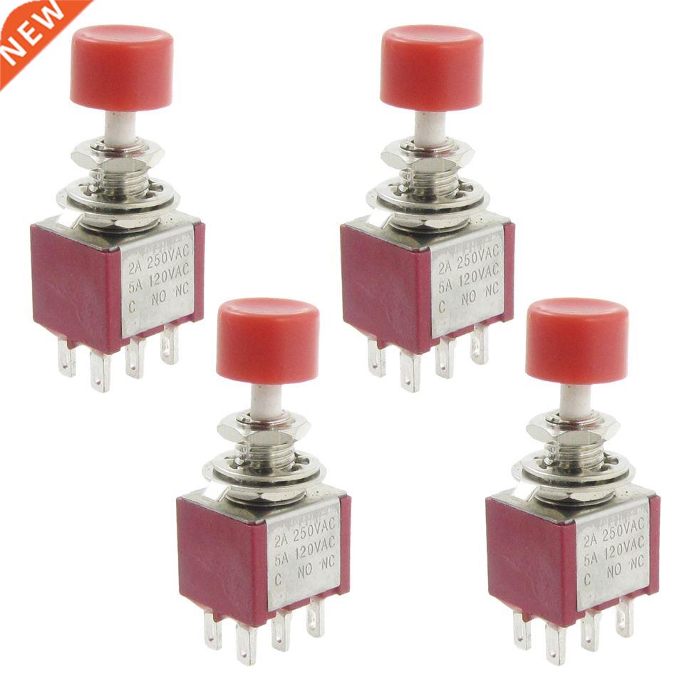 4 Pcs AC 250V 2A 120V 5A DPDT 2NO 2NC Momentary Push Button