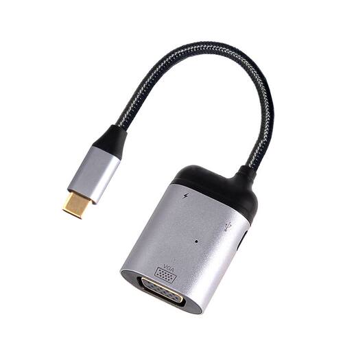 3 in 1 USB C Male to VGA + Type C Data Transmission + PD Cha