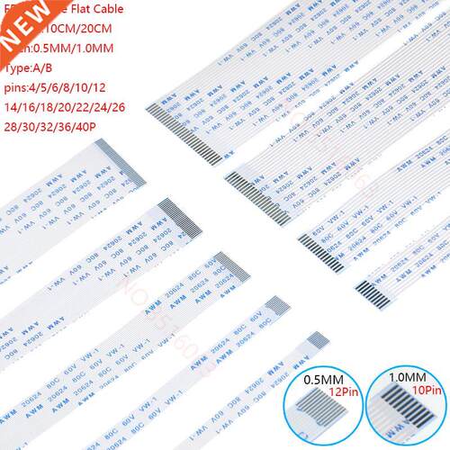 10PCS 60/100MM/200MM FFC Flexible Flat Cable Pitch 0.5MM 1.0
