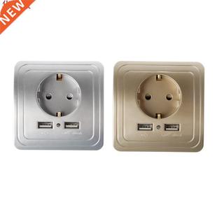 Silver/Gold 5V 2A Dual USB Wall Charger Adapter EU Plug Wall