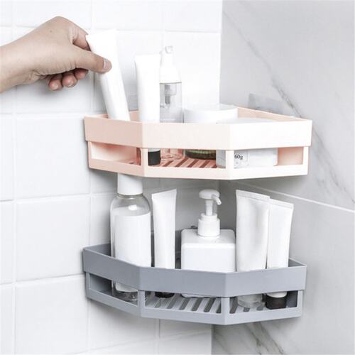 Bathroom Corner Storage Rack Holder Self Adhesive Wall Mount