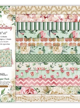 24 Sheets Pink Rose Theme Scrapbooking Packs Paper Crafts DI