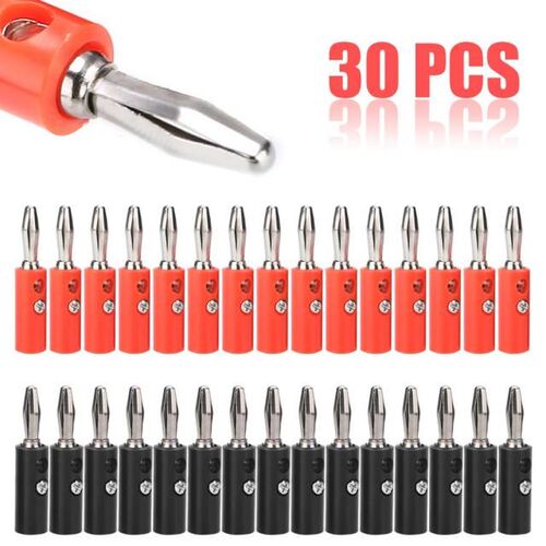 30pcs/pack 4mm Banana Plug Connector Screw Type Musical Spea