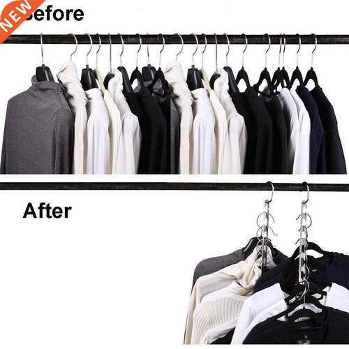 6pcs Magic Clothes Hangers Hanging Chain Metal Cloth Closet