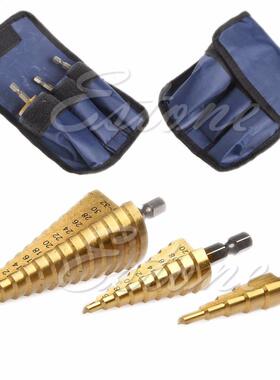3Pcs Set Steel Titnium Nitride Coted Step Drill Bit Quick