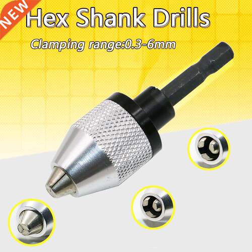 1Pc 0.-6mm Quick Change Keyless Drill Bit Chuck 6.5mm Hex