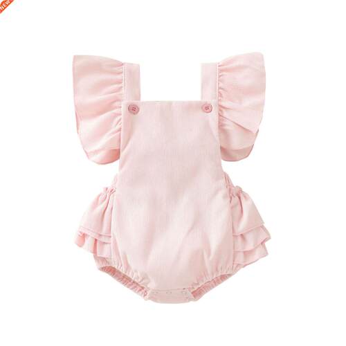 0-24M Newborn Baby Girls Summer Romper Cute Fly Sleeve Bac