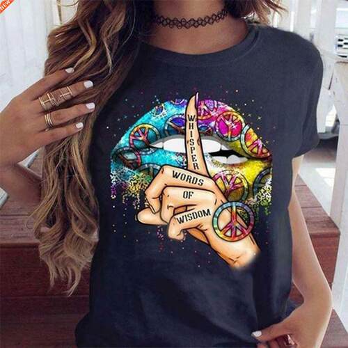 2020 Lips Watercolor Graphic T Shirt lip Women Tops Shirt Ba