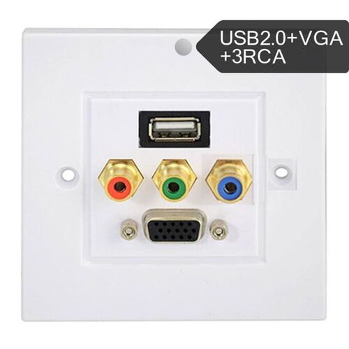 USB2.0 VGA 3RCA AV Wall Plate Composite Video Audio Adapter