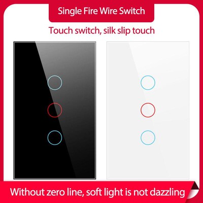 Home Switches No Neutral Wire Touch Toughened Glass US