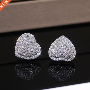 Huitan Classic Design Dazzling Heart Stud Earrings for Women