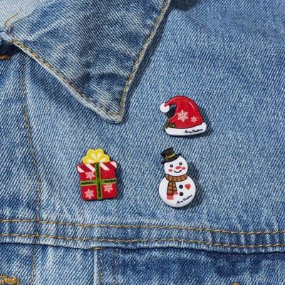 2022 3Pcs/set Christmas Decorations Brooches Snowman New Yea