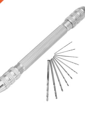 0.5-3.2mm Double Head Chuck Mini Hand Drill With 10pcs 0.8-3